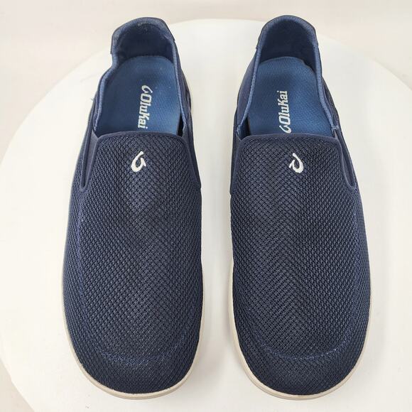 OluKai Dede Nohea Pae Slip-on Sneaker Men 11.5 Navy Blue Mesh Lightweight - Picture 3 of 14